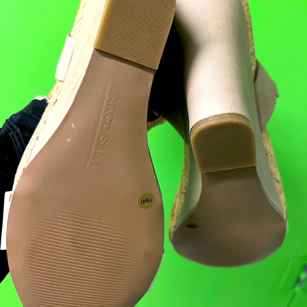 Two Toned Leather Wedge Sandals